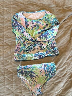 Lilly Pulitzer Girls' Long Sleeve Rashguard Set in Blue, Green, Pink, Purple